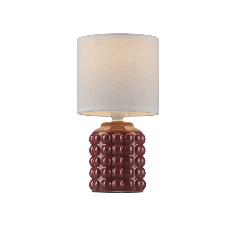 LED Tischleuchte LED Tischlampe BLOOP Textilschirm weiß 26cm, 1x E14 25W max., Textilschirm weiß 26cm by Just Light in Red – product photo