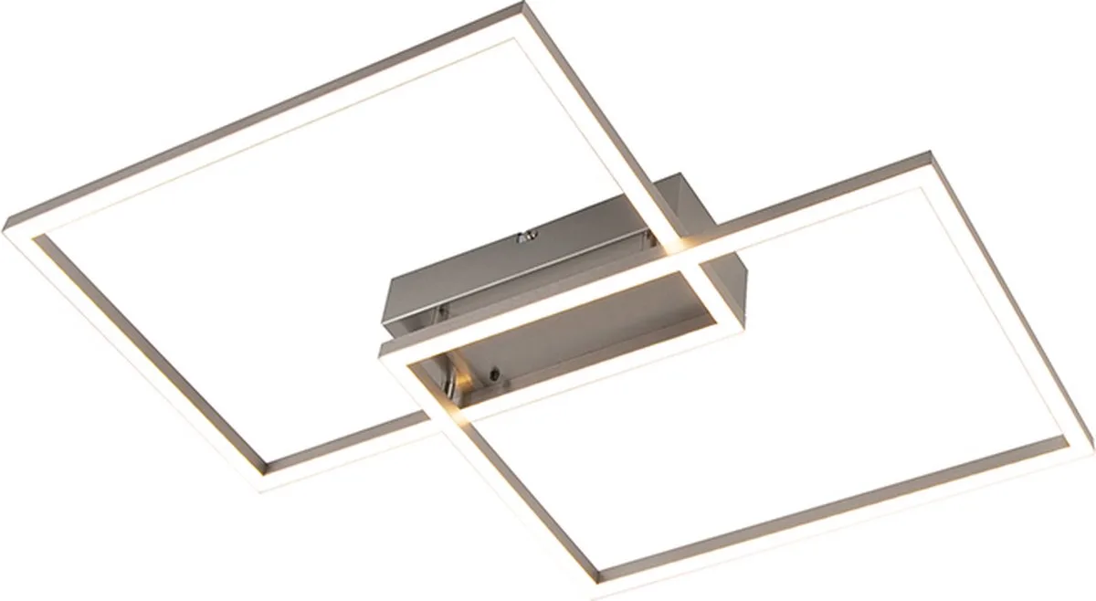 Leuchten Direct plazas - Design LED Plafondlamp - 2 lichts - L 50 cm - Aluminium - Woonkamer | Slaapkamer | Keuken de Just Light en Nikkel – Staal – photo produit