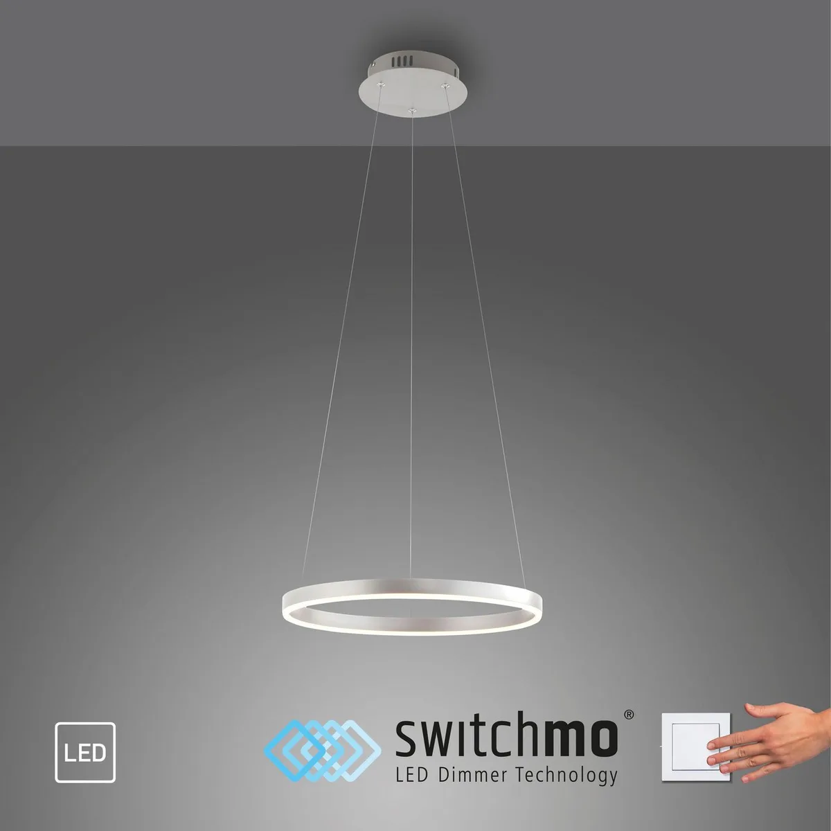 Pendelleuchte RITUS, LED fest integriert, Warmweiß, LED, dimmbar, Switchmo by Just Light in Silver – product photo