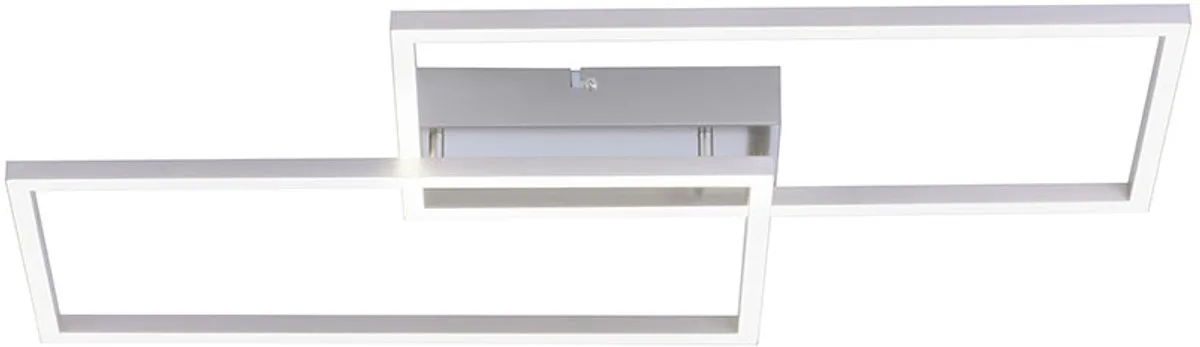 Plafondlamp Designlamp Slaapkamer Afstandsbediening dimbaar Nachtlamp CCT controle, metaal mat wit, 1x LED 27 Watt 3100lm warm wit daglicht, LxBxH 60,5x32,5x6,5 cm de Just Light en Blanc – photo produit