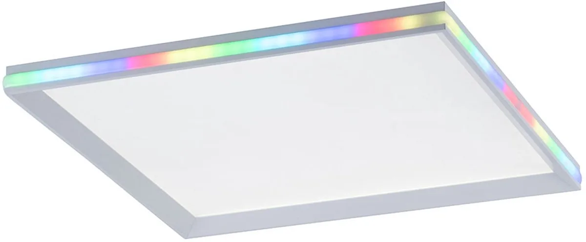 Plafondlamp paneel regenboogeffect dimbare woonkamerlamp LED plafondlamp kleurverandering LED, met afstandsbediening, 1x LED 32 W 1400Lm 2700-5000 Kelvin, L 45 cm von Just Light in Weiß – Produktfoto