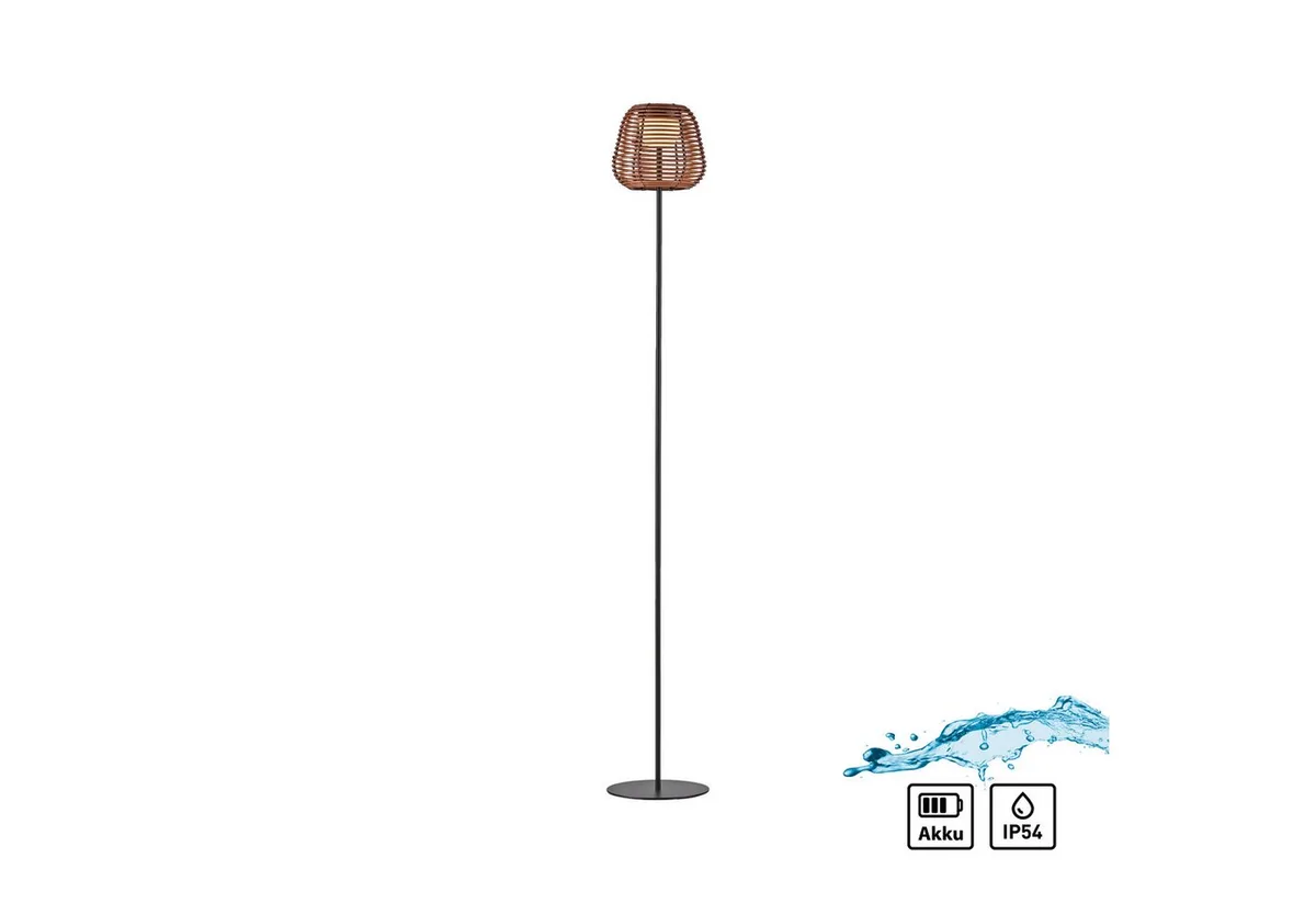 Stehlampe ASKIA, Dimmfunktion, LED fest integriert, Warmweiß, Akkuleuchte de Just Light en Noir – photo produit