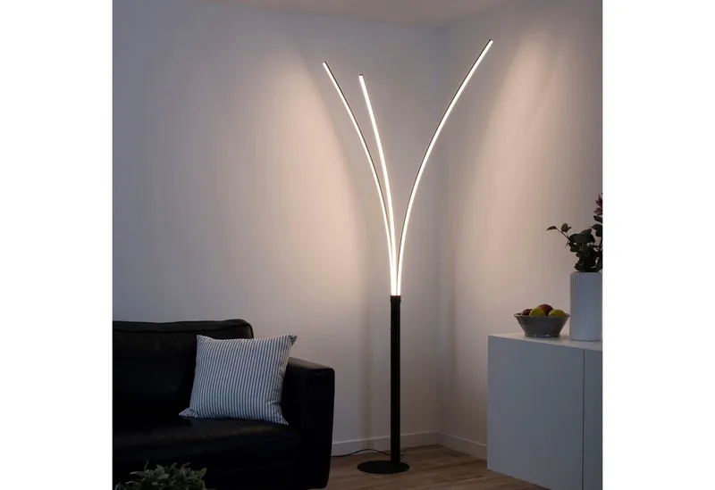 Stehlampe MAJA, LED fest integriert, Warmweiß, LED, Schalter, Kippschalter fra Just Light i Sort – produktbillede