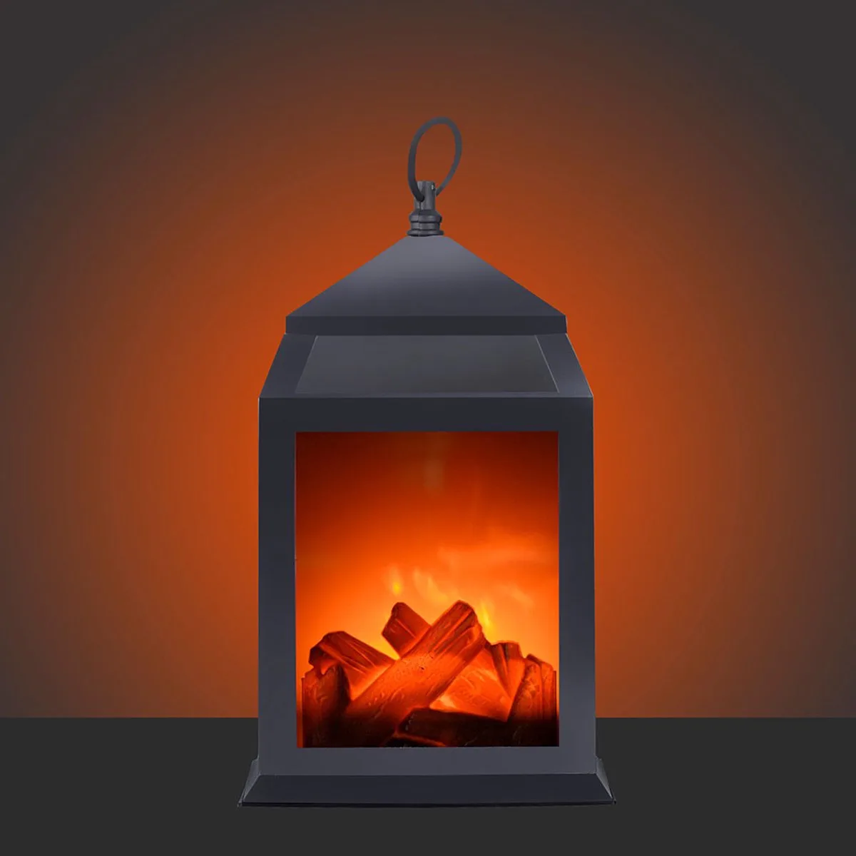 Tafellamp woonkamerlamp haard decoratieve lamp LED tafelhaard haardvuur batterij, 1x LED 0,6W 45lm 3000K warm wit, LxBxH 30x13,8x15,8 cm de Just Light en Noir – photo produit
