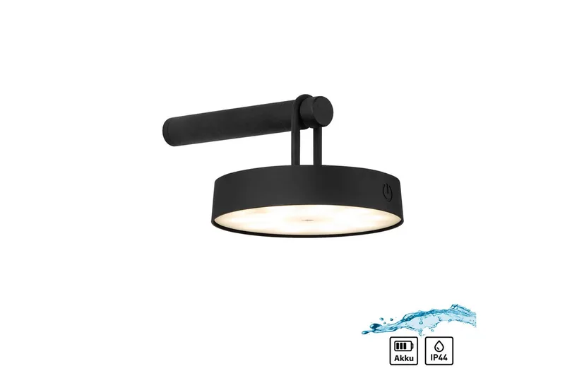Wandleuchte ARMA, Dimmfunktion, LED fest integriert, Warmweiß, Akkuleuchte de Just Light en Noir – photo produit