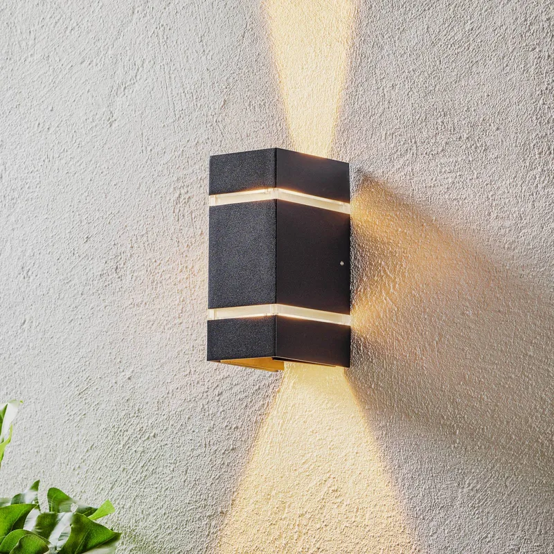 Buitenwandlamp Cremona effectstroken hoogte 19,5cm från Konstsmide i Antracit – produktbild