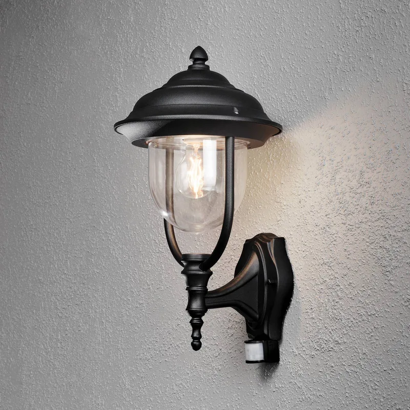 Parma 7235-750 Applique extérieure avec détecteur de mouvement E27 75 W noir de Konstsmide en Transparent – photo produit