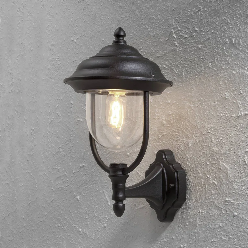 Buitenwandlamp PARMA staand, zwart de Konstsmide en Transparent – photo produit