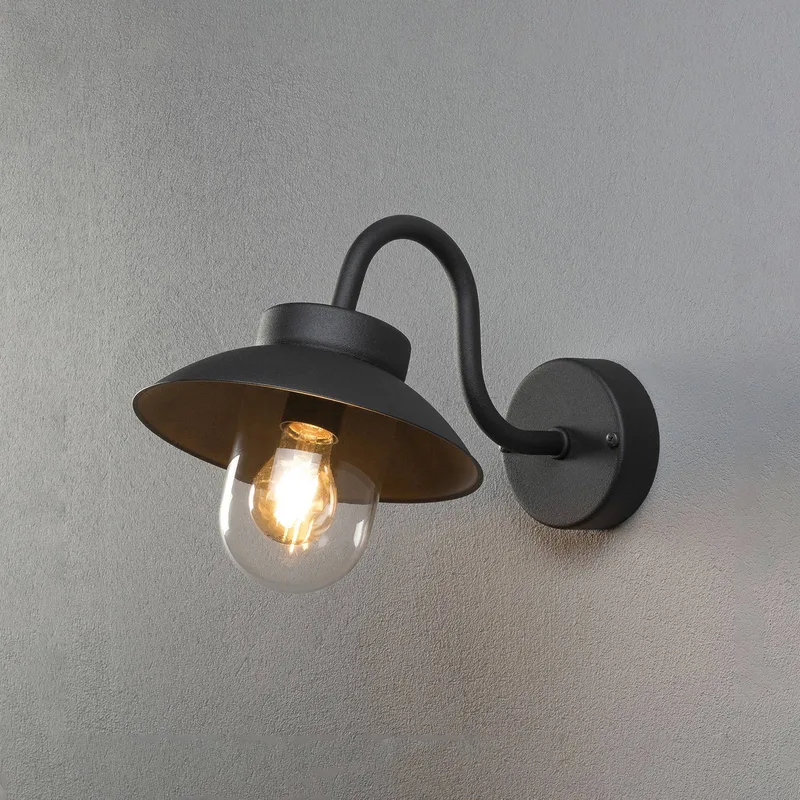 Buitenwandlamp Vega Mini, breedte 22 cm, zwart de Konstsmide en Noir, Helder – photo produit