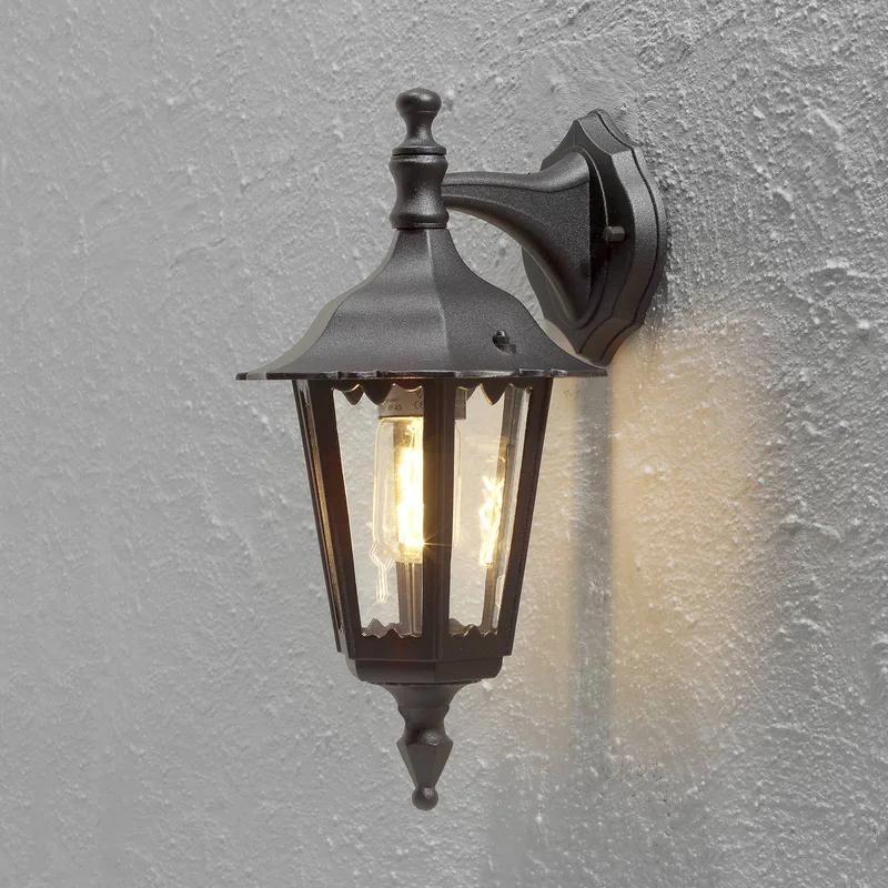 Firenze buitenwandlamp, zwart, fitting onderaan, 36 cm by Konstsmide in Duidelijk – product photo