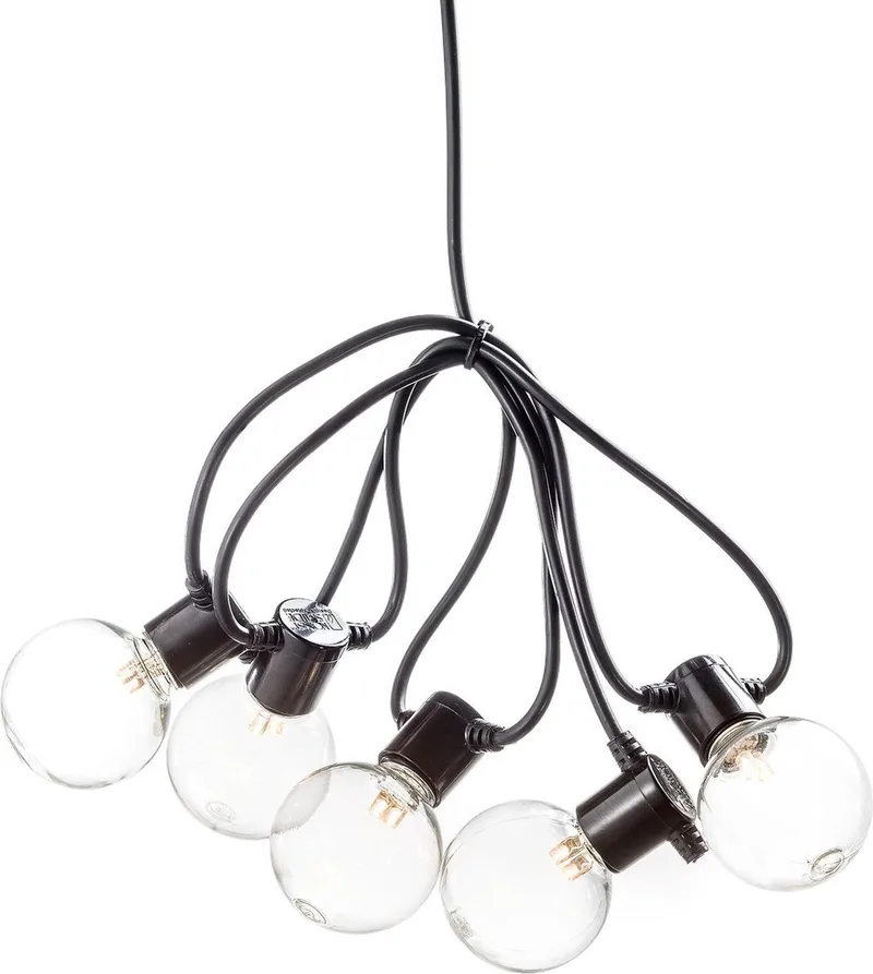Konstsmide 2374-800 Party-lichtketting Buiten Energielabel: G (A - G) werkt op het lichtnet Aantal lampen 60 LED Amber Verlichte lengte: 4.75 m de Konstsmide en Noir – photo produit