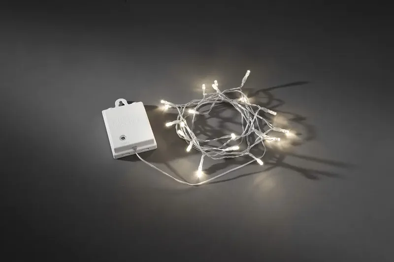 Konstsmide 3724-103 Mini guirlande lumineuse pour lextérieur à pile(s) Nombre de lumière 20 LED blanc chaud Longueur éclairée: 1.9 m minuteur, avec de Konstsmide – photo produit