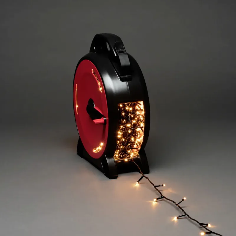 Konstsmide 3838-807 Lichtketting Buiten Energielabel: E (A - G) werkt op het lichtnet Aantal lampen 800 LED Barnsteen Verlichte lengte: 55.93 m Haspel från Konstsmide – produktbild