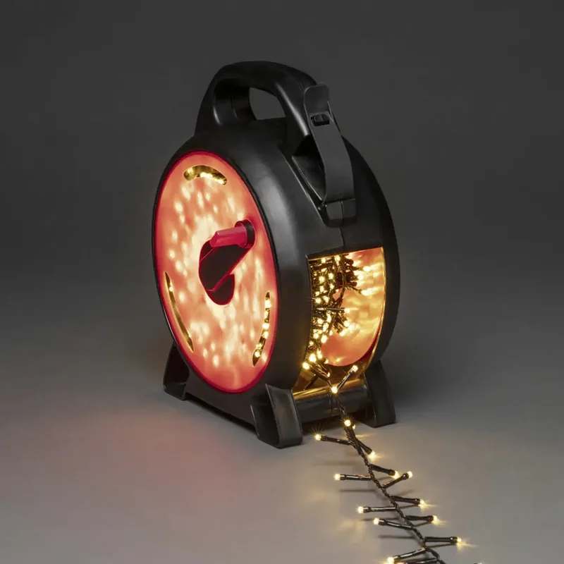 Konstsmide 3848-800 Guirlande lumineuse pour lextérieur CEE: E (A - G) sur secteur Nombre de lumière 800 LED ambré Longueur éclairée: 17.58 m avec dévidoir de Konstsmide – photo produit