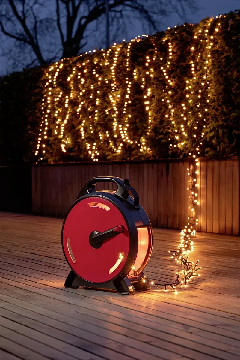 Konstsmide 3849-800 Lyskæde Udvendigt EEK: E (A - G) via strømdrift Antal pærer 1000 LED (RGB) Bernstein Oplyst Længde: 21.98 m med påruller fra Konstsmide – produktbillede 2 af 3