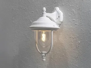LED Außen-Wandleuchte große Wandlaterne hängend, Höhe 46cm, LED wechselbar, Warmweiß, Wand Außenleuchte, Fassadenbeleuchtung Landhausstil inkl. Leuchtmittel de Konstsmide en Blanc – photo produit 3 sur 5