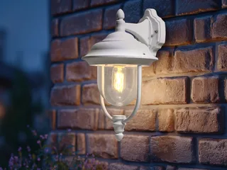 LED Außen-Wandleuchte große Wandlaterne hängend, Höhe 46cm, LED wechselbar, Warmweiß, Wand Außenleuchte, Fassadenbeleuchtung Landhausstil inkl. Leuchtmittel de Konstsmide en Blanc – photo produit 2 sur 5