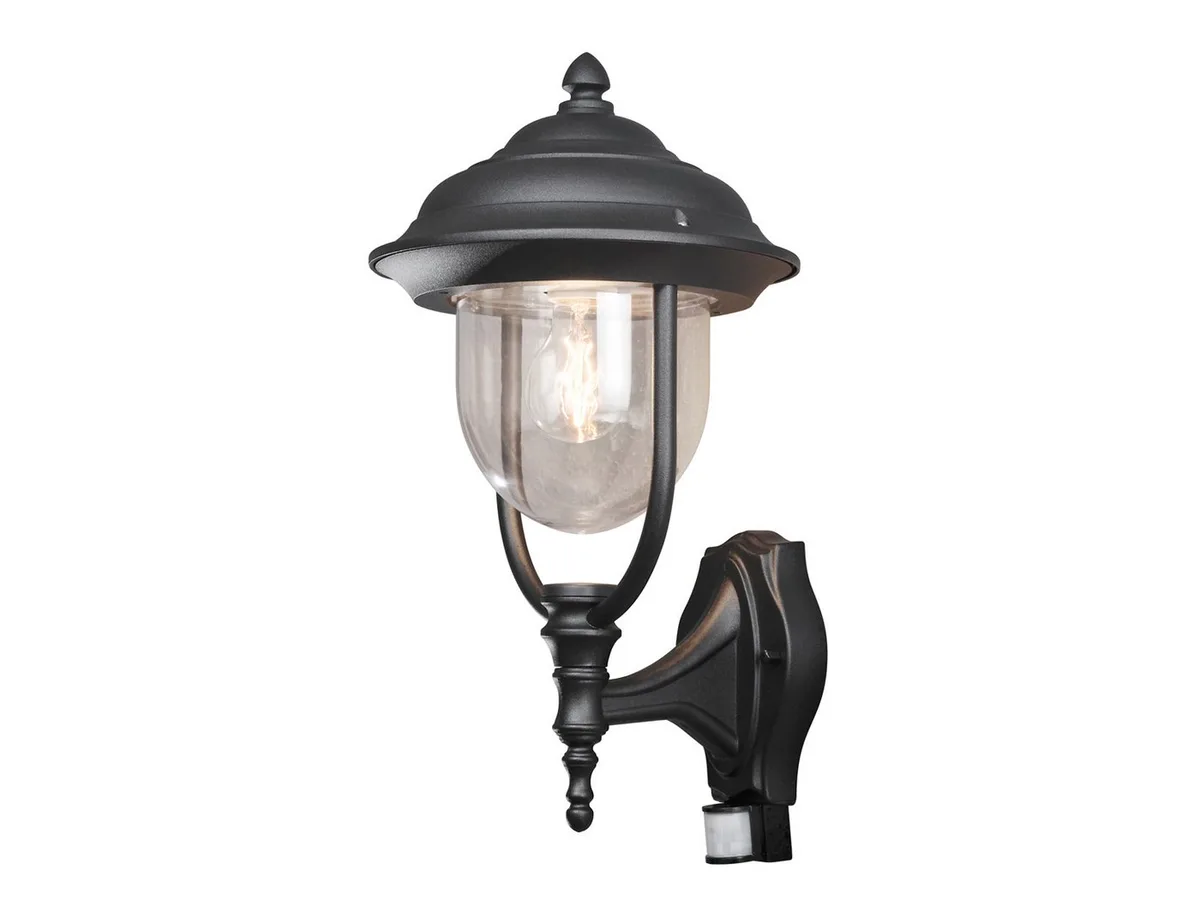 LED Außen-Wandleuchte mit Bewegungsmelder, Höhe 48cm, Bewegungssensor, LED wechselbar, Warmweiß, Wand Außenleuchte im Landhausstil, Hausbeleuchtung inkl. Leuchtmittel fra Konstsmide i Sort – produktbillede