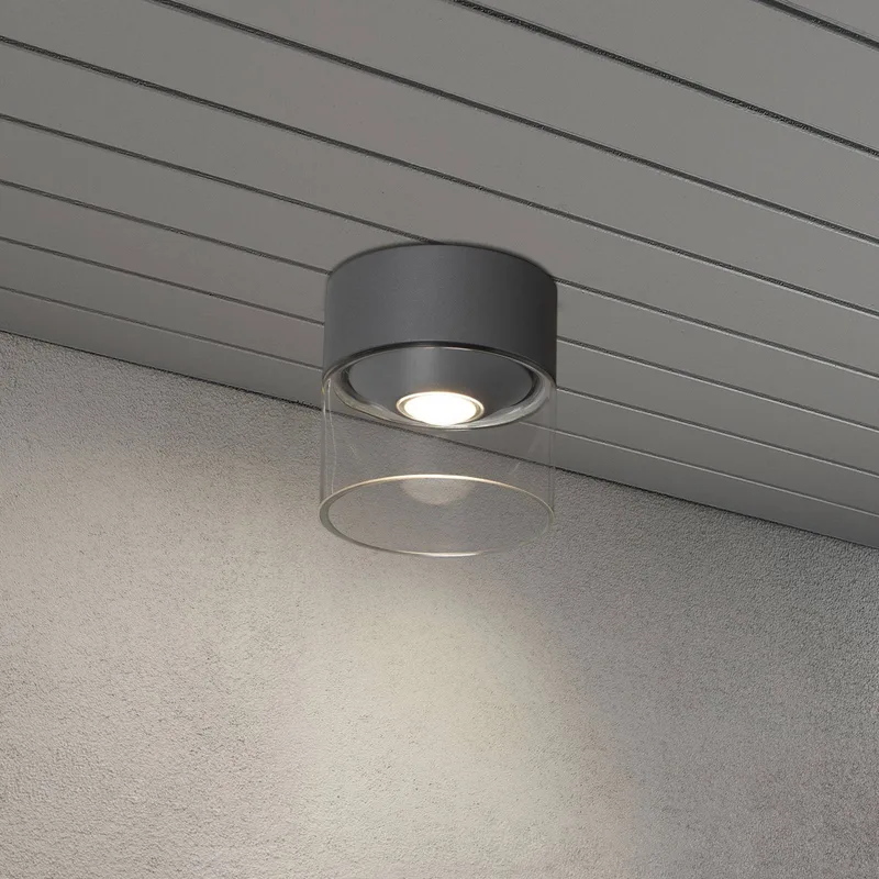 LED-Außendeckenleuchte Varese grau, Glaszylinder von Konstsmide in Dunkelgrau, Helder – Produktfoto