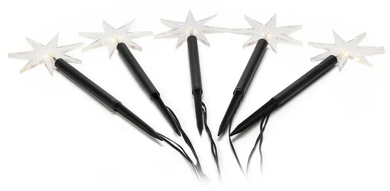 LED Gartenleuchte Spiessleuchte mit 5 Sternen, Weihnachtsdeko aussen, LED fest integriert, Warmweiß von Konstsmide in Schwarz – Produktfoto