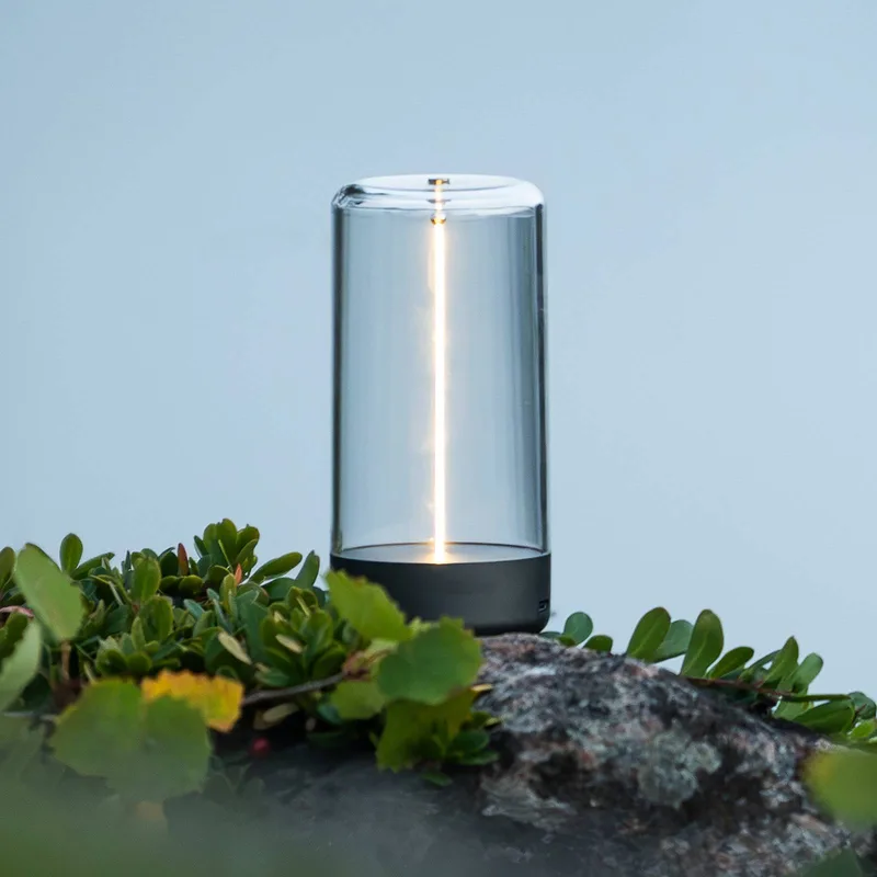 LED tafellamp Edison, hoogte 15 cm, grijs/helder, IP54 fra Konstsmide i Mørkegrå, Gennemsigtig – produktbillede