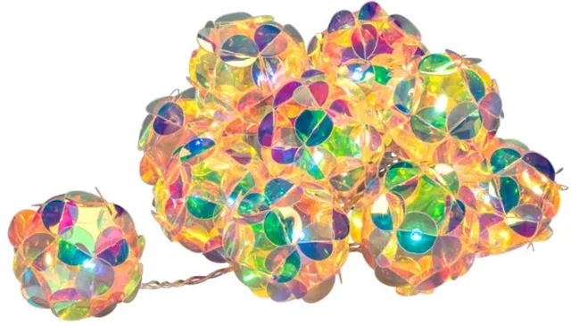 Lichtketting 3D Diamant | 10 Lichtpunten warmwit 1,5m | Batterij 6u timer | Binnen/Buiten IP44 | Spacing 15cm