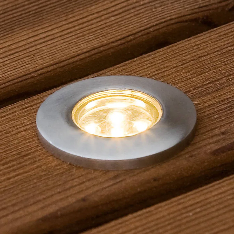 Mini-LED grondspot inbouwlamp, set van 6, plat fra Konstsmide i Roestvrij staal – produktbillede