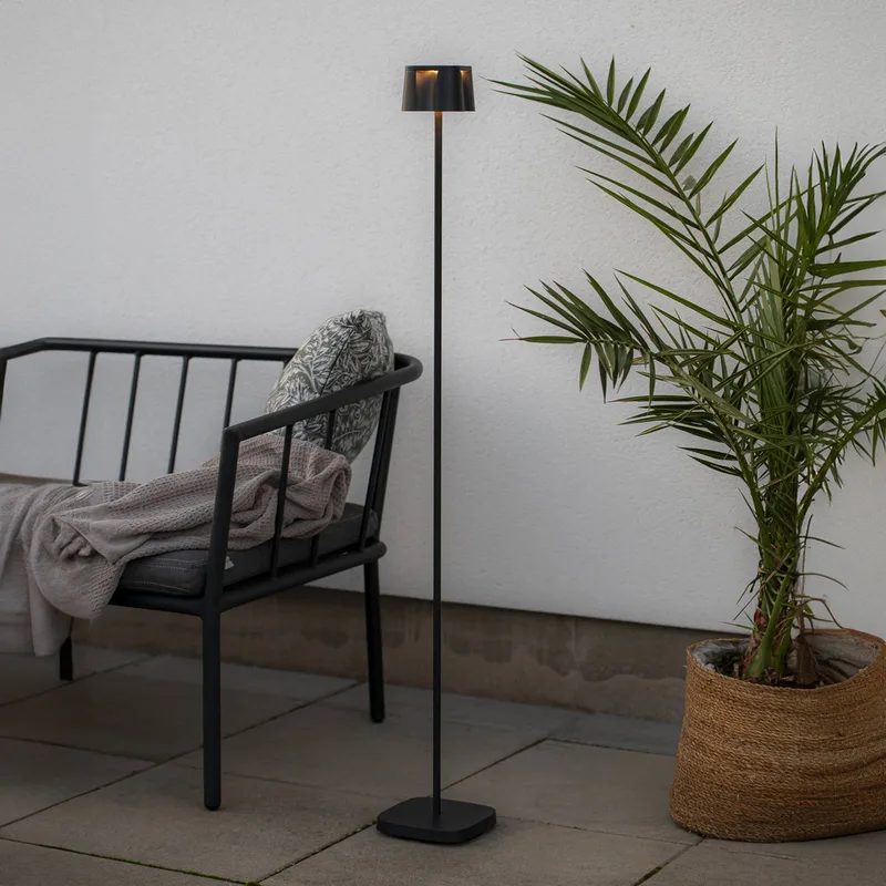 Mooie LED vloerlamp, aluminium, IP54, dimmer, CCT de Konstsmide en Noir – photo produit