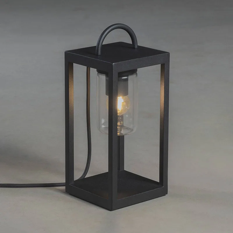 Terraslamp Bologna mini, hoogte 33cm van Konstsmide in Zwart, Helder – productfoto