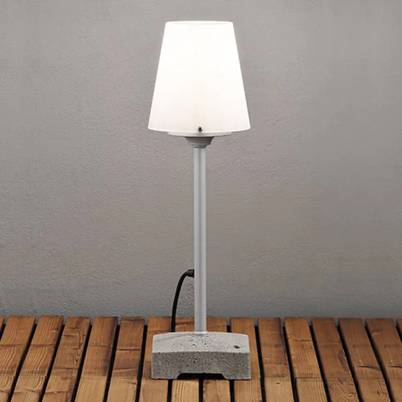 Terraslamp Lucca, grijs, hoogte 59 cm, metaal, IP44 de Konstsmide en Gris, Blanc – photo produit