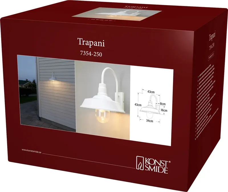 Trapani 7354-250 Buitenlamp (wand) E27 20 W by Konstsmide in White – product photo