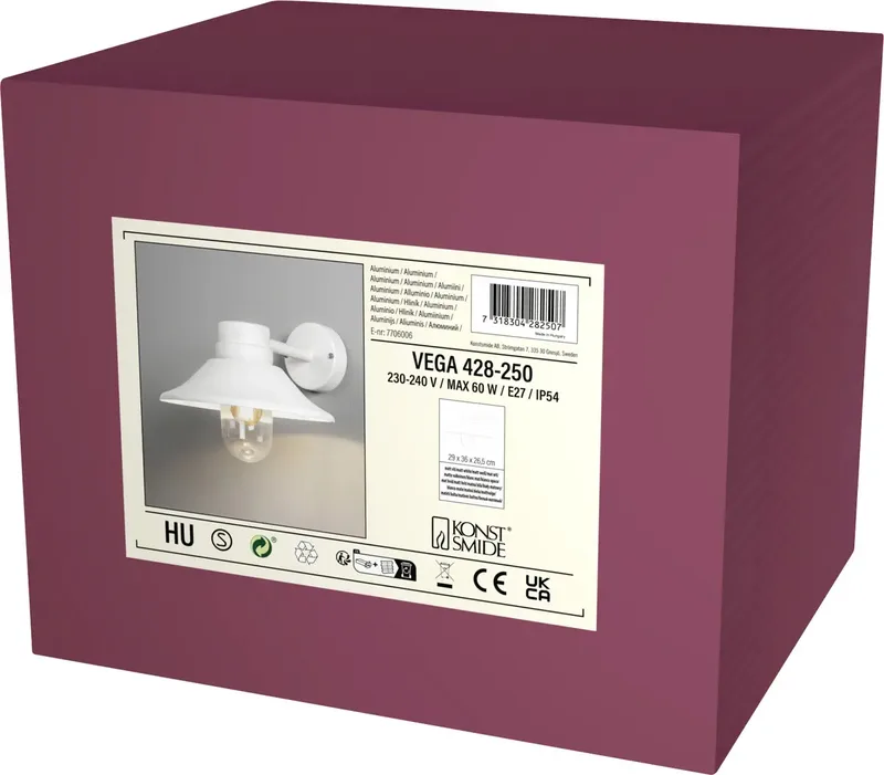 Vega 428-250 Applique extérieure E27 60 W blanc de Konstsmide en Blanc – photo produit