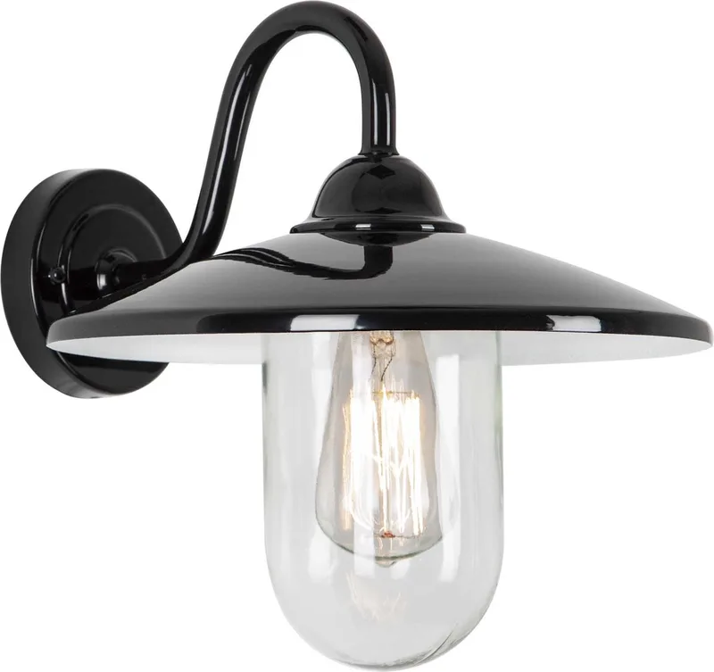Buitenverlichting - Brig Wandlamp - Stallamp - Schemerschakelaar - LED - E27 - Landelijk - Glas - Aluminium - Lichtsensor - Daglichtsensor de KS Verlichting en Noir – photo produit