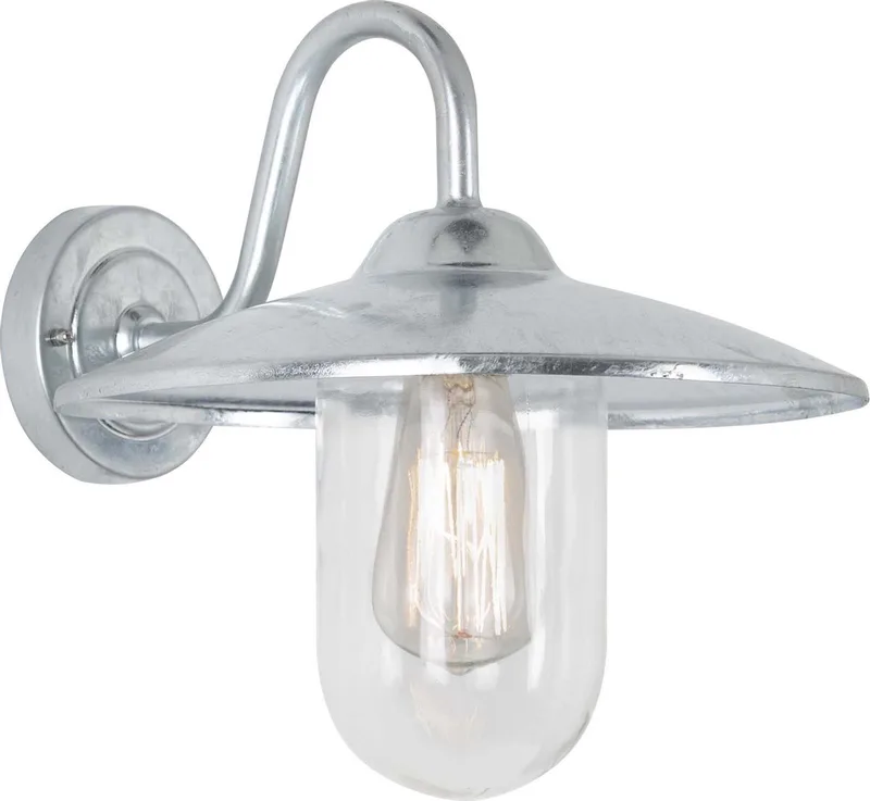 Buitenverlichting - Brig Wandlamp - Verzinkt - Stallamp - LED - E27 - Landelijk - Glas fra KS Verlichting i Gegalvaniseerd – produktbillede