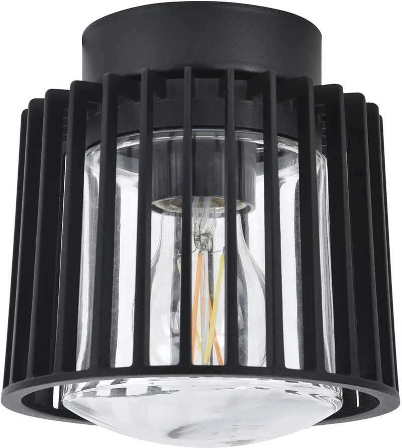 buitenverlichting - Corby plafondlamp - modern - aluminium - E27 - IP54 - decoratief venster von KS Verlichting in Schwarz – Produktfoto