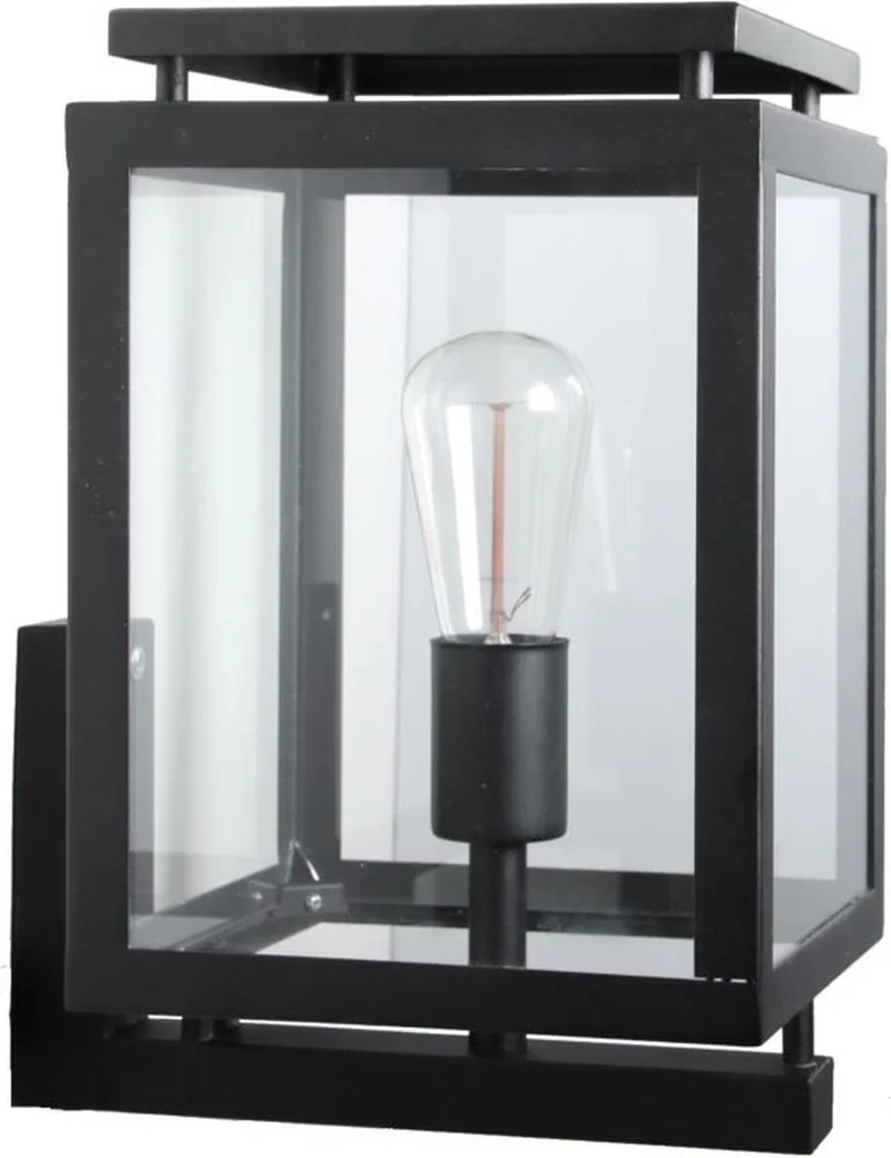 buitenverlichting - De Vecht - wandlamp - Zwart - Modern - Vierkant - E27 de KS Verlichting en Zwart M – photo produit
