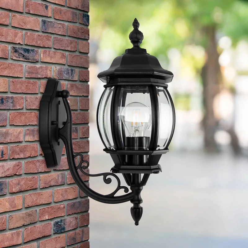Buitenwandlamp Andrew kristalglas staand zwart fra KS Verlichting i Sort, Helder – produktbillede