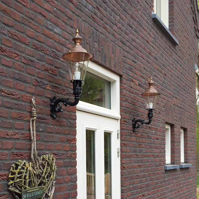 Buitenwandlamp Hoorn, fitting boven, zwart de KS Verlichting en Cuivre, Helder – photo produit