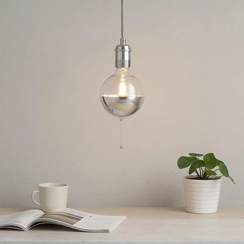 Byron antiek hanglamp – pendel aluminium E27 textielkabel 500 cm fra KS Verlichting i Sølv – produktbillede