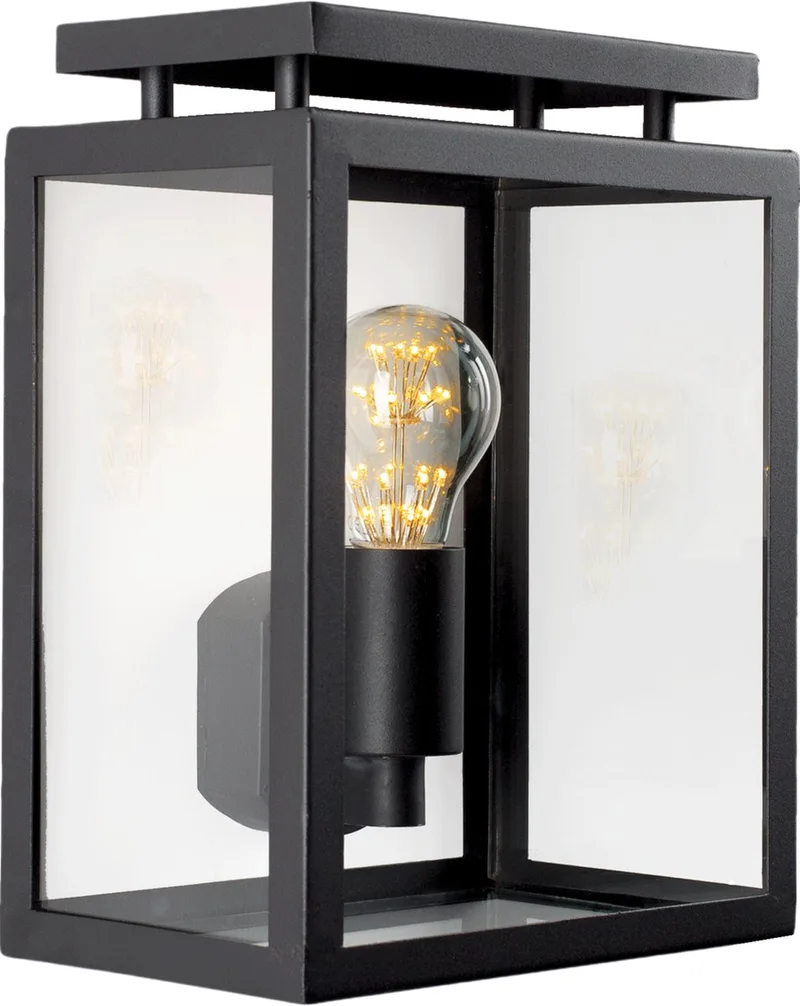 De Vecht Muurlamp Plat Zwart met LED de KS Verlichting en Zwart plat – photo produit