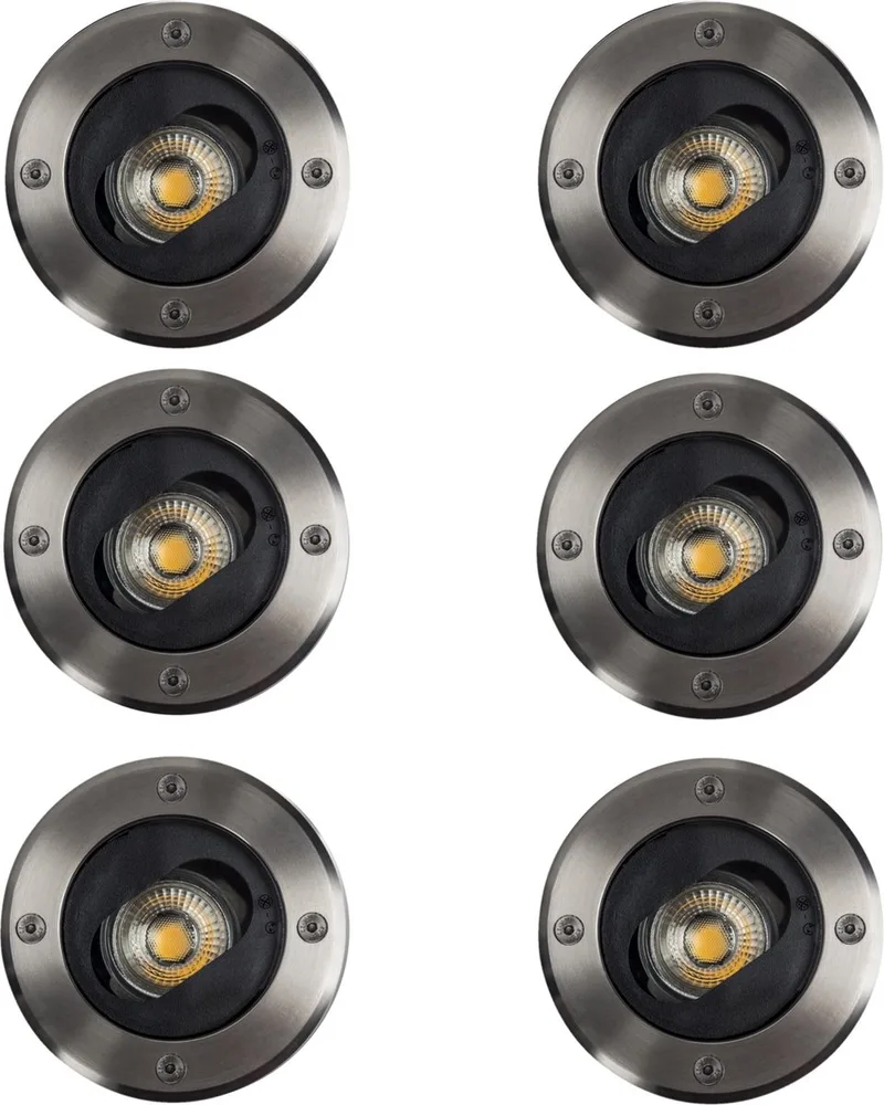 Grondspot - 6x - Verstelbaar - Modern - Spot fra KS Verlichting i Rvs – produktbillede