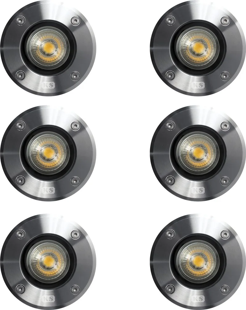 Grondspot LED Ø11 Rond Set (6-stuks) de KS Verlichting en Rvs – photo produit