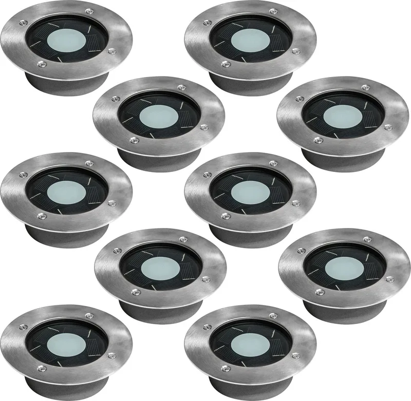 grondspot - Puck - solar - set van 10 - tuinlampen - solar tuinverlichting - modern - zonneenergie buitenverlichting de KS Verlichting en Argent – photo produit