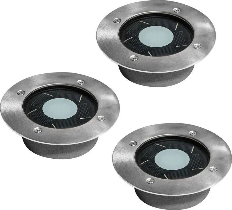 grondspot - Puck - solar - set van 3 - tuinlampen - solar tuinverlichting - modern - zonneenergie buitenverlichting de KS Verlichting en Argent – photo produit