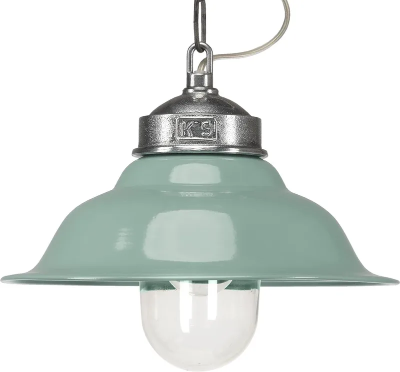 Hanglamp aan ketting Porto Fino aluminium met groen deksel by KS Verlichting in Retro groen – product photo