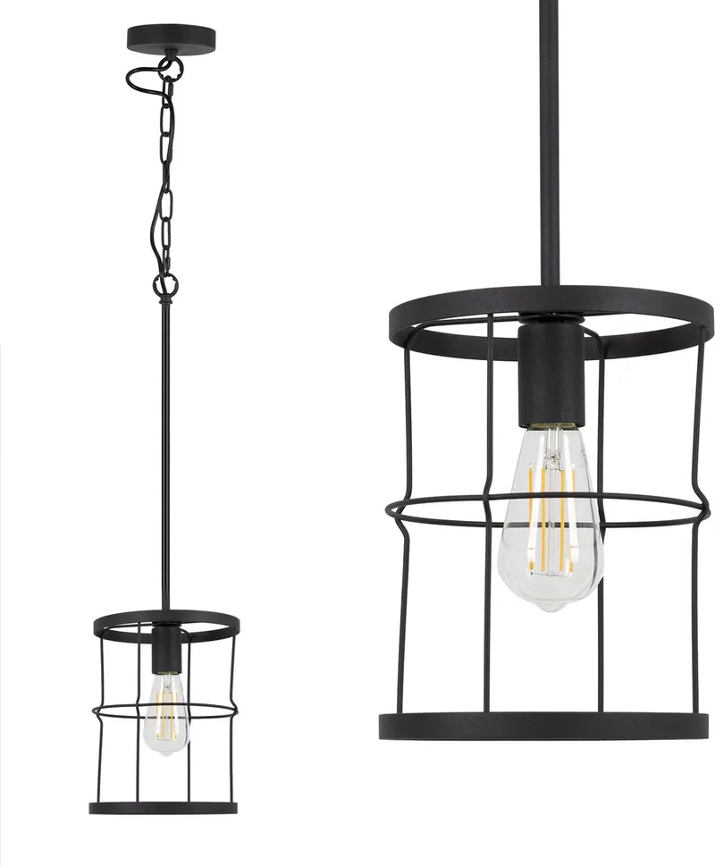 hanglamp – Benson binnenverlichting – pendel lamp - aluminium - industriele hanglamp – E27 fra KS Verlichting i Sort – produktbillede