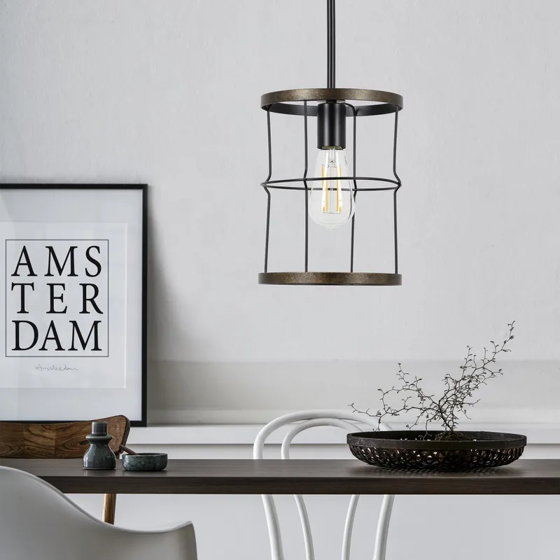 hanglamp – Benson binnenverlichting – pendel lamp - brons – aluminium - industriele hanglamp – E27 de KS Verlichting en Noir – photo produit