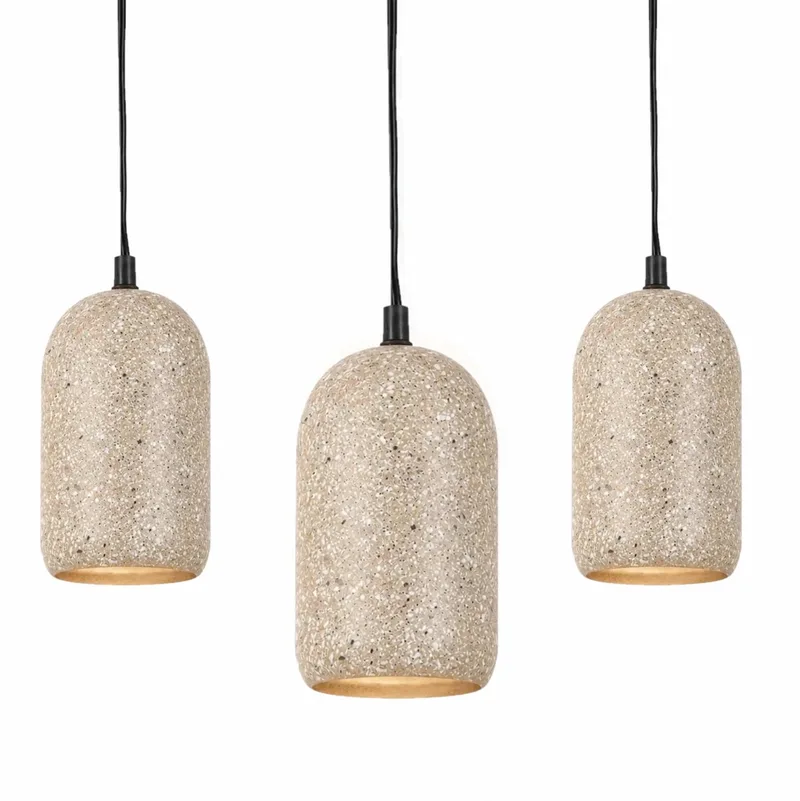 Hanglamp - Egg - marmer - set van 3 - wit - binnenverlichting - 10cm - luxe - strak von KS Verlichting in Terrazzo – Produktfoto