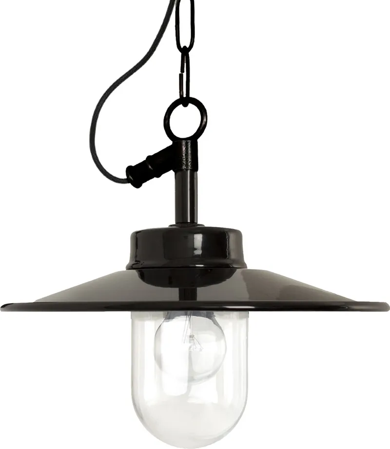 hanglamp - Vita - E27 - plafondlamp - aluminium - landelijk - dimbaar - veranda verlichting - aan ketting by KS Verlichting in Black – product photo