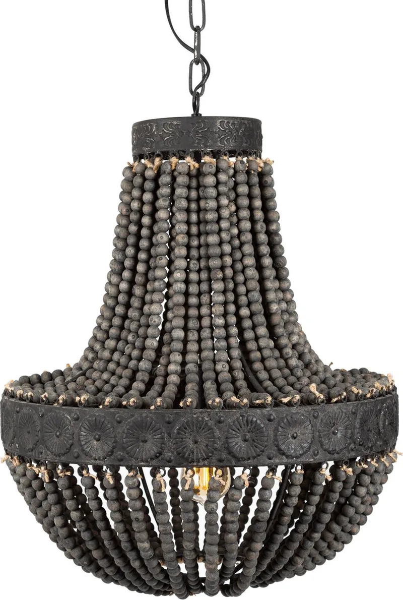 hanglamp - Zion - zwart - E27 - plafondlamp - dimbaar - hanglampen eetkamer de KS Verlichting en Zwart grijs – photo produit